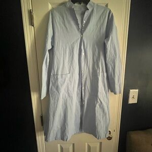 Light Blue Button-Up Long oriental collar shirt dress